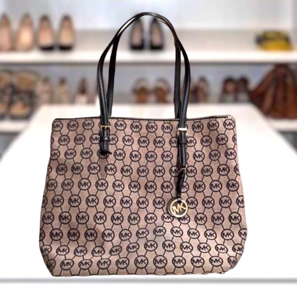 Michael Kors Canvas With Leather Trim Reversible Tote Bag - Picture 1 of 15